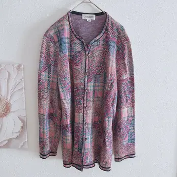CASTLEBERRY 기하학 패턴 버튼 가디건 핑크 빨파 11호