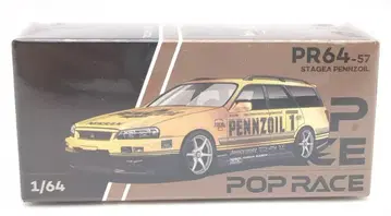 POP RACE 1/64 Nissan Stagea-PENNZOIL/Gold Chrome PR64-57