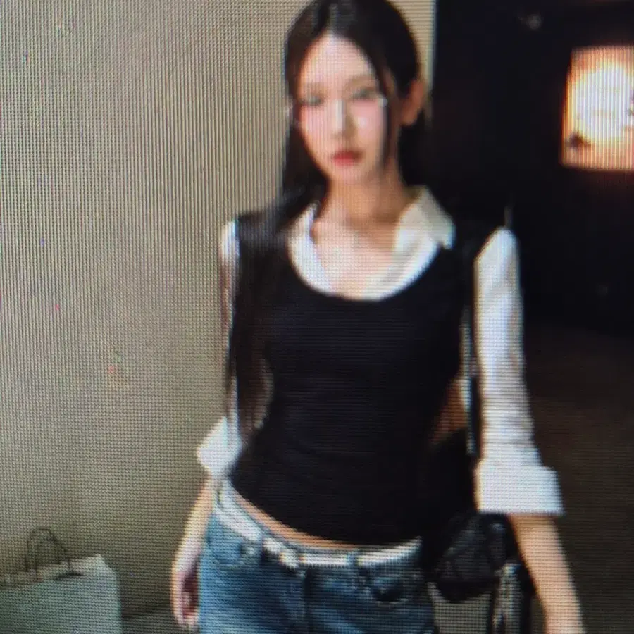 (해외배송)붙어있는 블랙 나시 셔츠