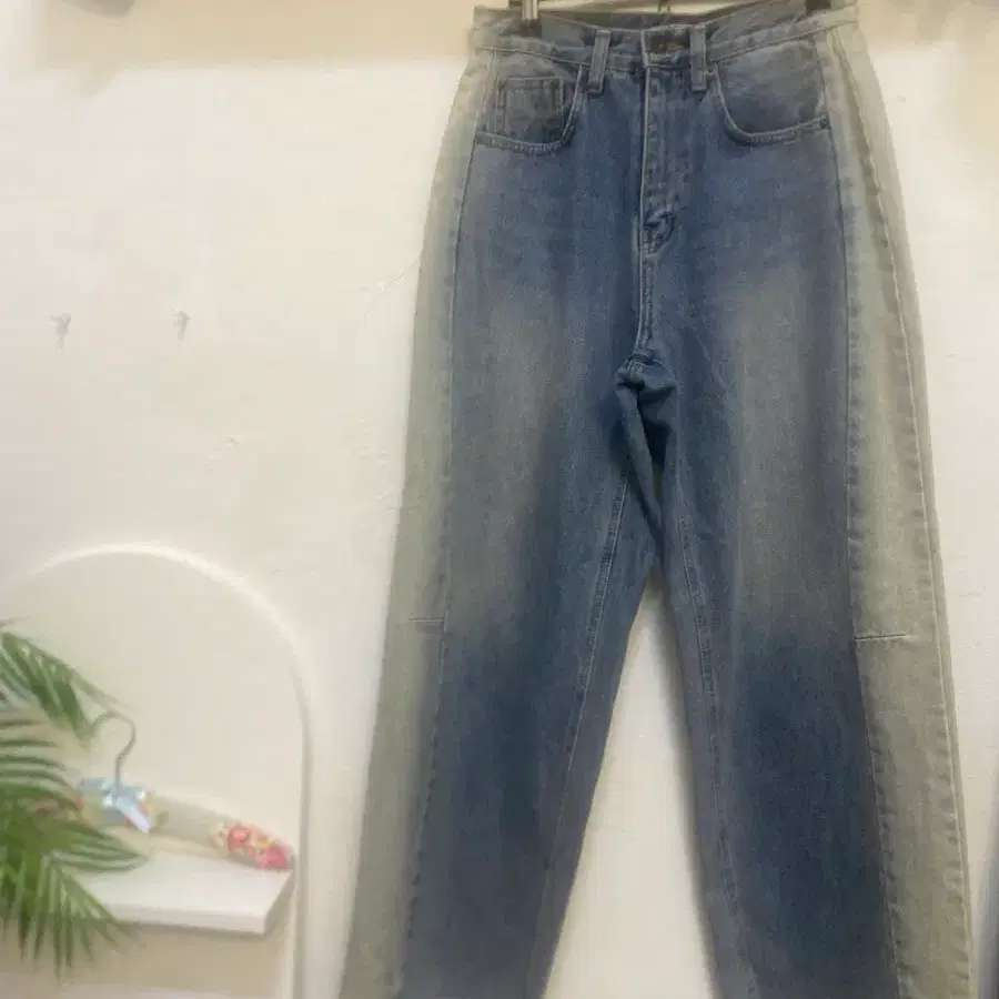 투톤 와이드 청바지 66