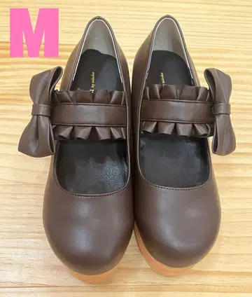 시마무라 아오키 미사코 콜라보 나무 밑창 스타일 펌프스 브라운 M