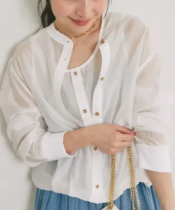 [ 거의 미사용 ] 러브부티크 봉봉 시어 레이어드 블라우스 긴팔 화이트