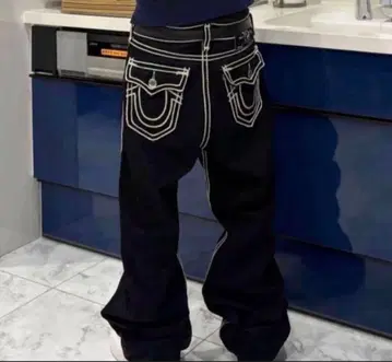 True Religion 블랙 데님 팬츠 XL