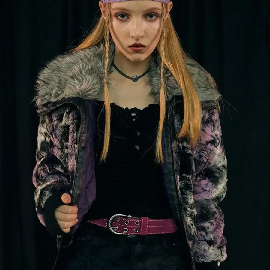 BADEE FAUX FUR JACKET [PURPLE]