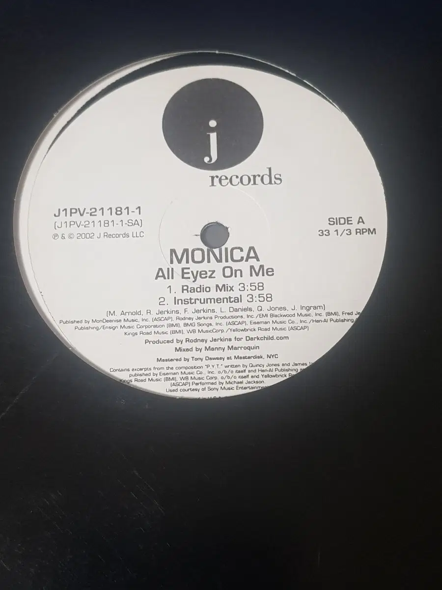 흑인음악 Monica All Eyez On Me 미국반 12인치싱글 바이닐vinyl 알앤비r&b