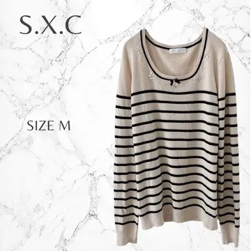 S.X.C 성숙/러블리 러프 데일리 보더 비쥬 포함 긴팔 니트 M