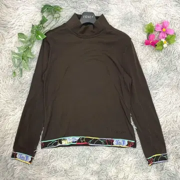 [ LEONARD SPORT ] 하이넥 (40) 브라운 울 꽃무늬 트리밍