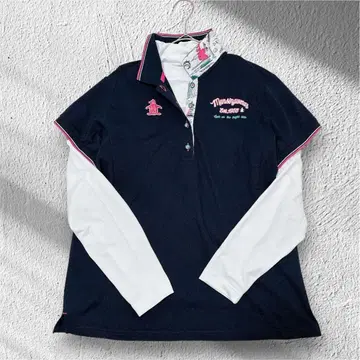 새상품급 Munsingwear 여성용 골프 피케 셔츠 네이비 LL
