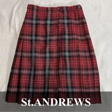[ St.ANDREWS ] 무릎 기장 플리츠 스커트 M