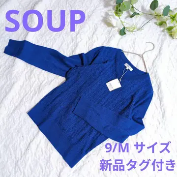 [ SOUP ] 택 포함 새상품 V넥 케이블 니트 블루 M 사이즈