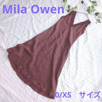 [ Mila Owen ] 슬리브리스 롱 원피스 레이스 장식 브라운