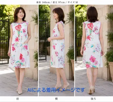 LEONARD FASHION 꽃무늬 슬리브리스 원피스