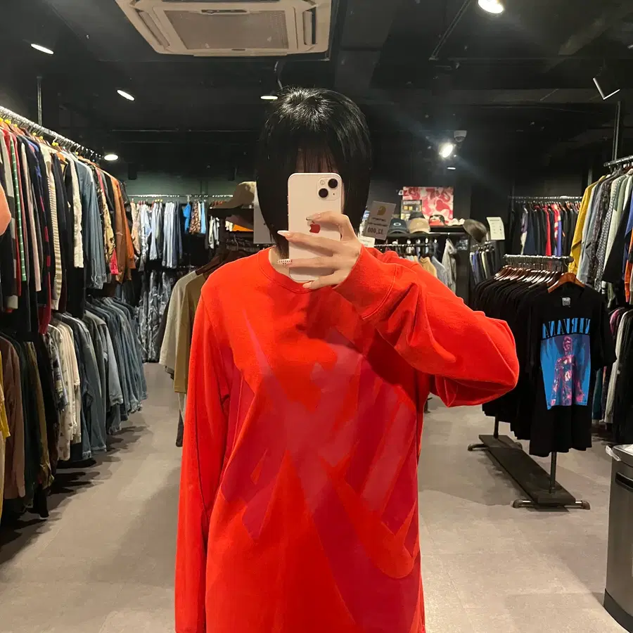 (931) )NIKE 나이키 레드 빅 스우시 로고 롱슬리브