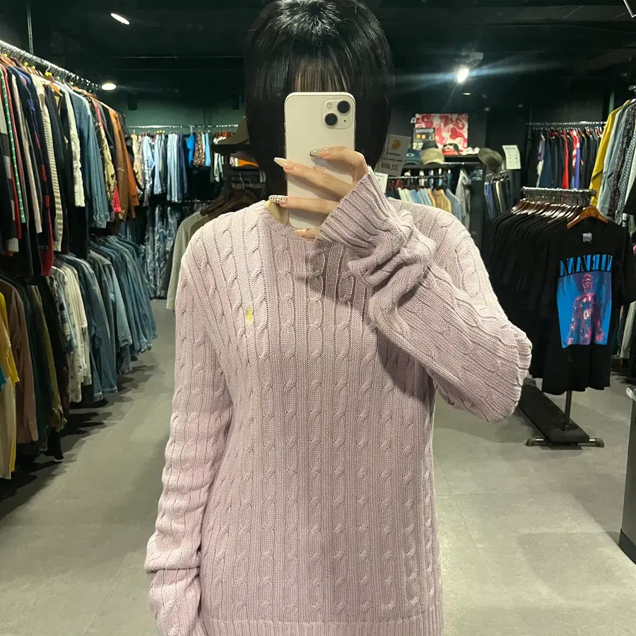 (932) POLO 폴로 랄프로렌 로고 자수 꽈배기니트 핑크 퍼플