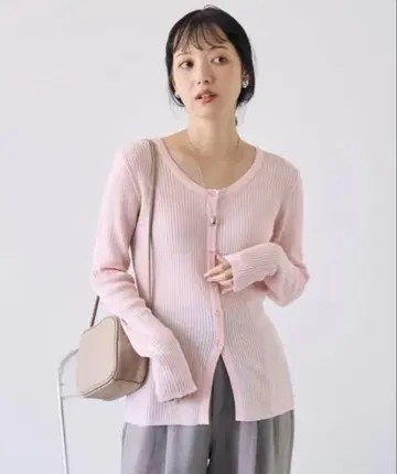 FREAK'S STORE 워셔블 2WAY 라메 얇은 소재 가디건 핑크