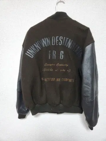 unknown destination 빈티지 천연 가죽 멜톤 바시티 자켓 M
