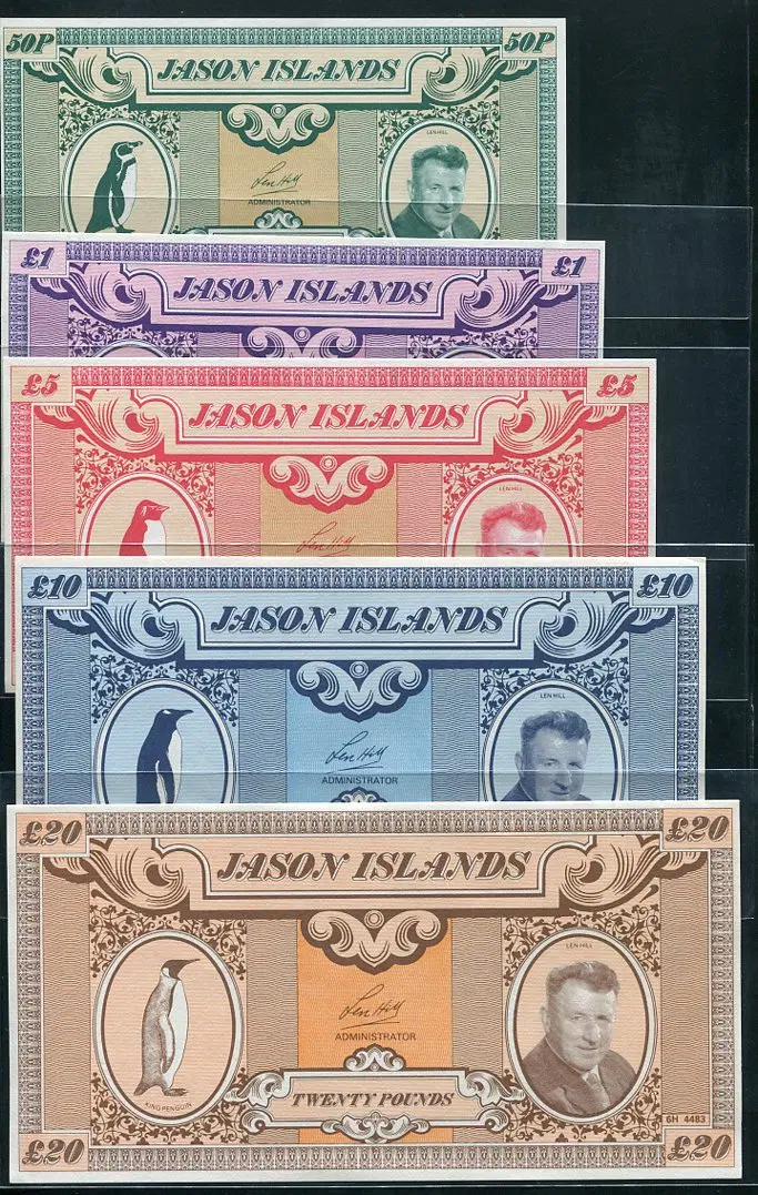 JASON ISLANDS 50펜스,1,5,10,20파운트 지폐 참조품