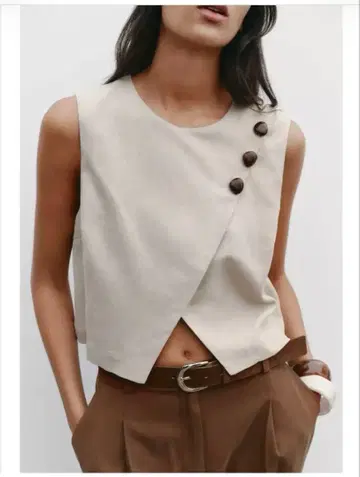 ZARA 프론트 버튼 베스트 지레 베이지