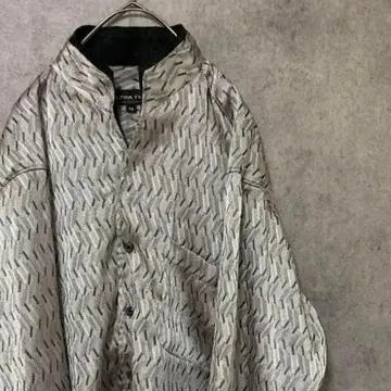 90s 빈티지 패턴 셔츠 긴팔 남성용 M 폴리 개성파 화려한