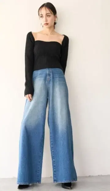 스나이델 와이드 데님 팬츠 블루 사이즈 0
