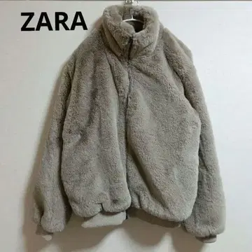 자라 ZARA 인조 모피 봄버 자켓 블루종 코트 XL