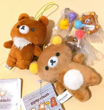 리락쿠마 밴딩 끈 포함 봉제 인형 2종과 마스코트 스윙 3종 세트