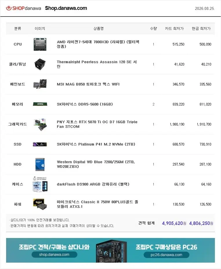 7800x3d rtx5070ti 하이닉스32gb(16x2)램 게이밍 컴퓨터 팝니드