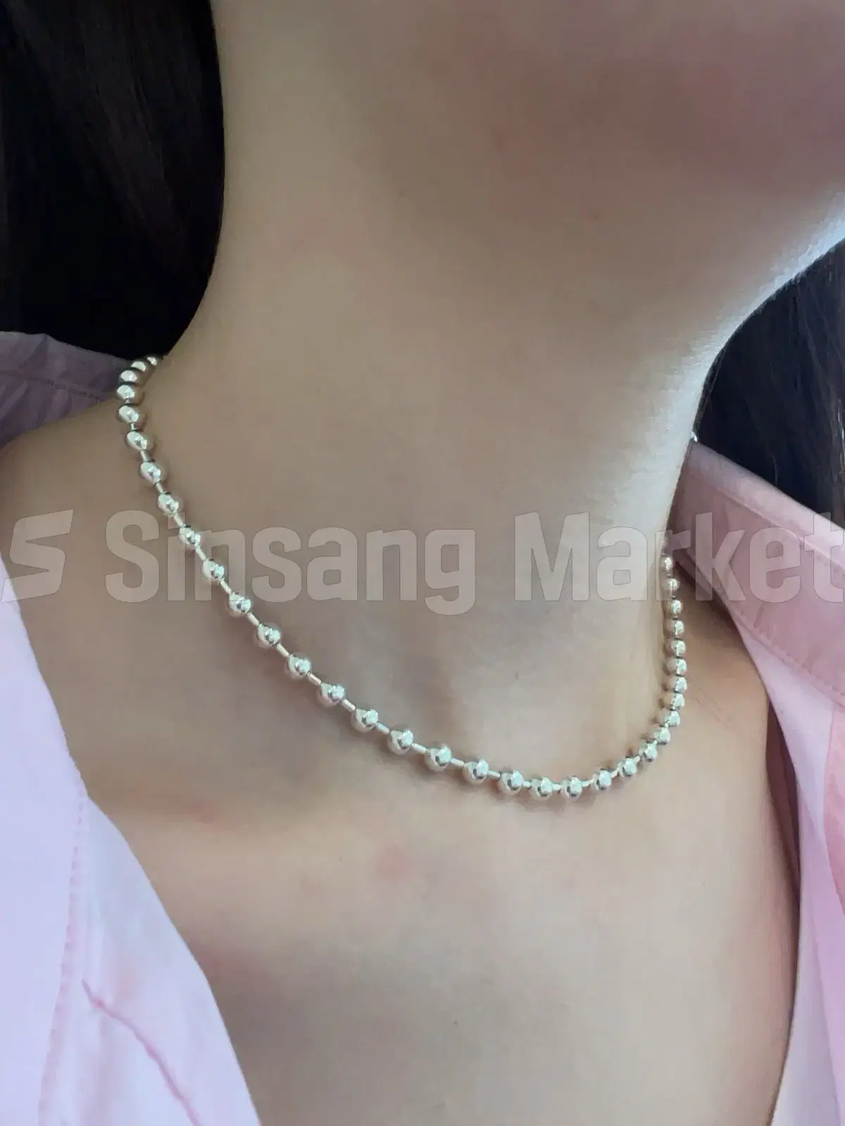 [빠른발송] 실버925 이태리 5미리 볼체인 목걸이