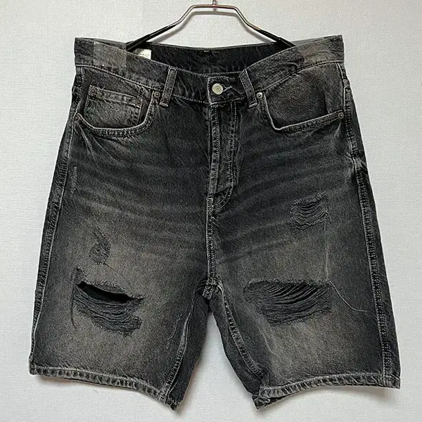 ZARA 남자 디스트로이드 흑청 데님 워싱 반바지 새상품 터키산 M 31