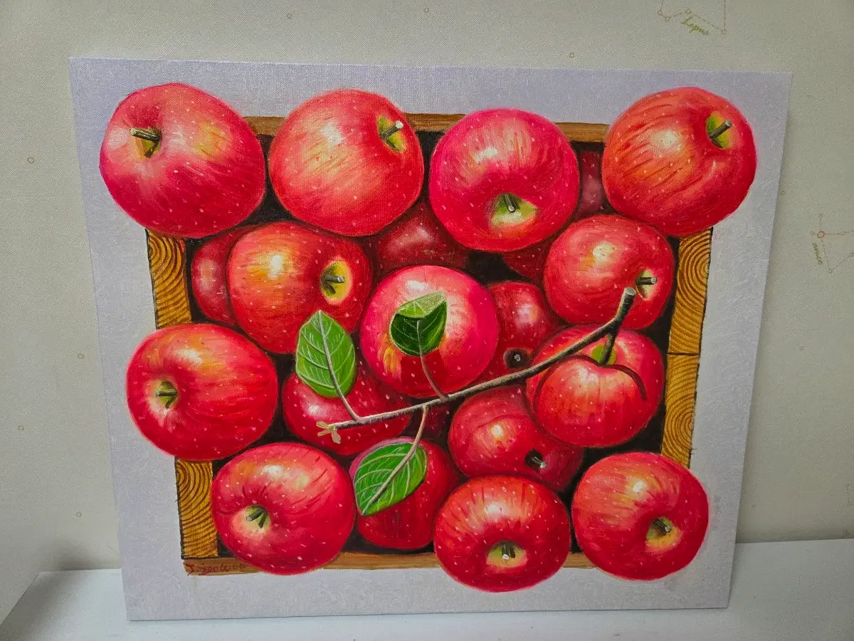 정서우 작가 사과 유화 그림
