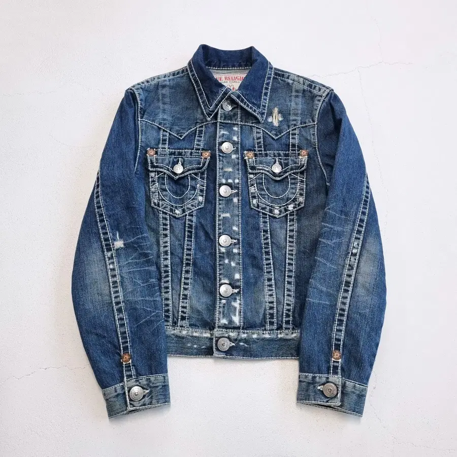 빈티지 TrueReligion 트루릴리젼 디스데미지 데님자켓 - M