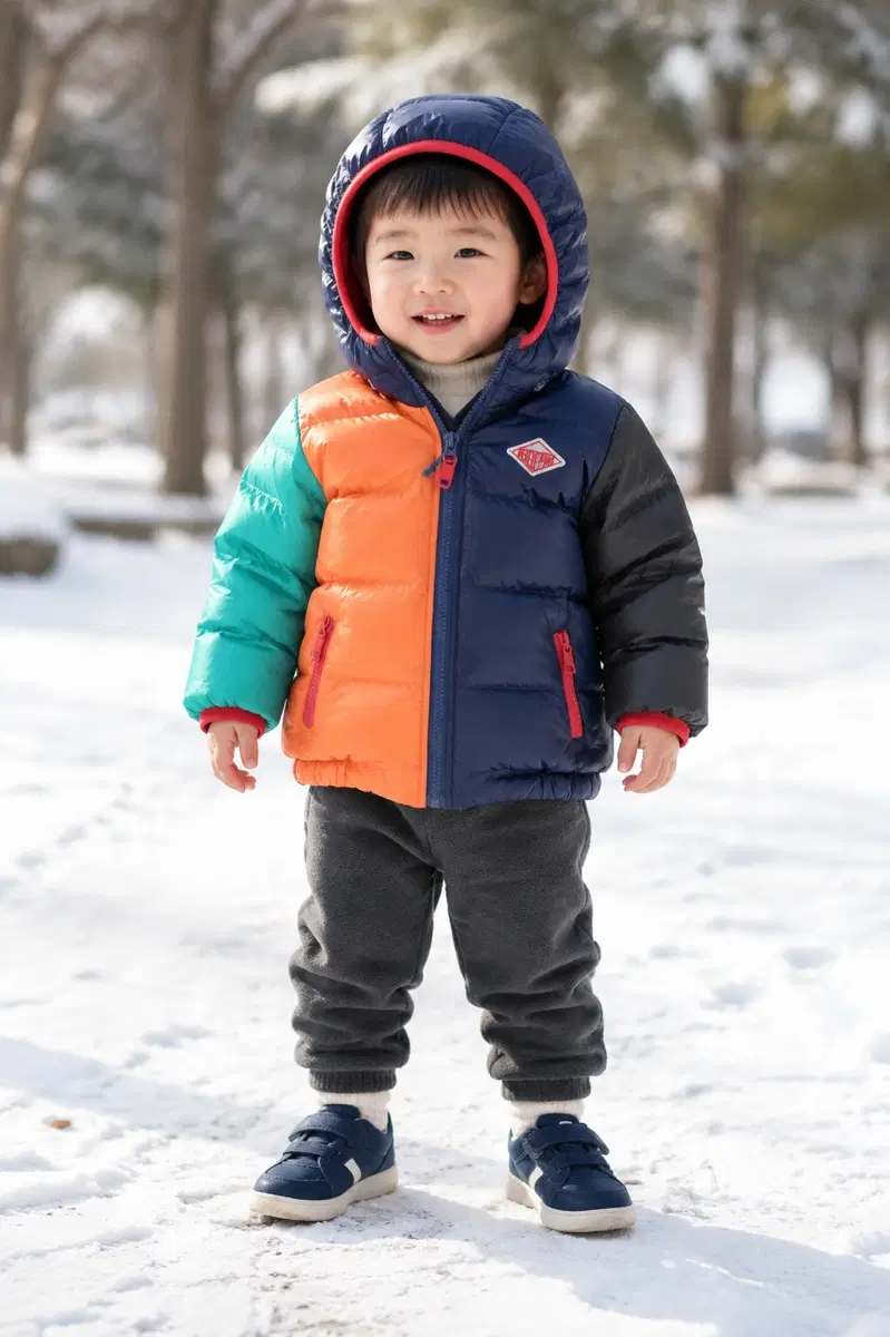 85사이즈 베베드피노 덕다운 배색 패딩 정품 키즈