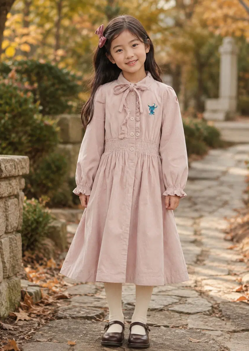 130사이즈 베베드피노 코튜로이 원피스 정품 키즈 딸기우유색