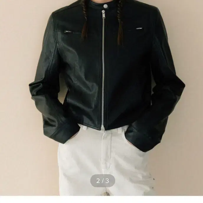 LE 페이크 레더 바이커 자켓 블랙