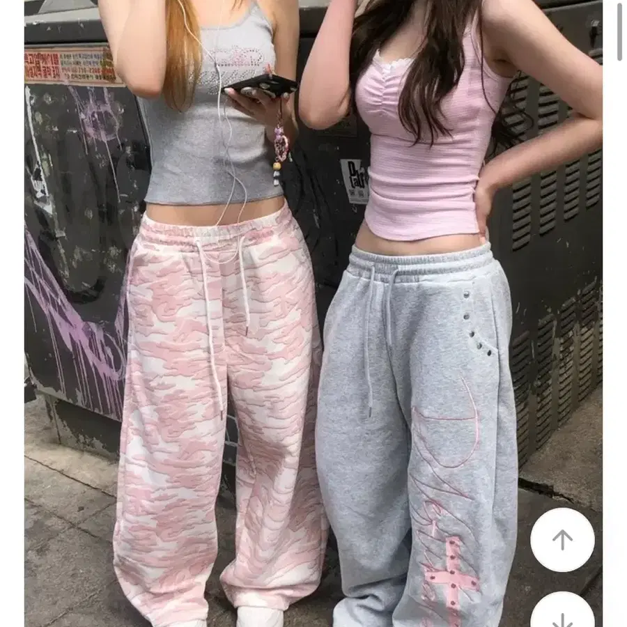 에이블리 핑크 카모 오버 트레이닝 팬츠