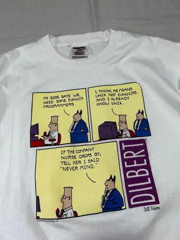 90s ONEITA DILBERT 딜버트 코믹 T셔츠 기업 XL