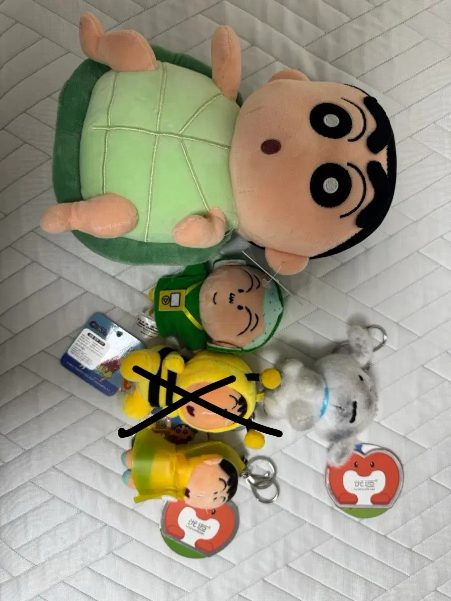 짱구 인형 일괄 (짱구 거북이, 우비 맹구, 훈이, 탄광마을 흰둥이)