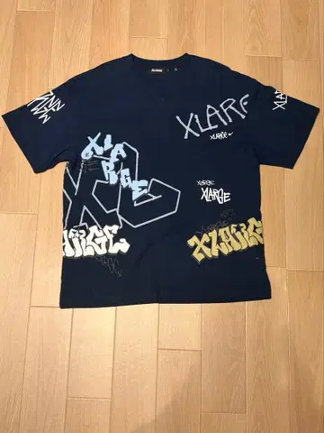 XLARGE 그래피티 로고 T셔츠 네이비 L