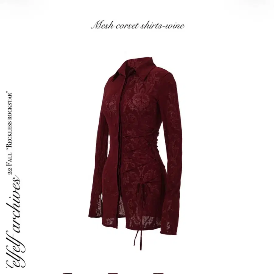 엘프엘프엘프 아카이브 MESH CORSET SHIRTS -WINE