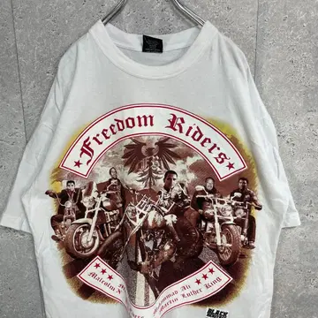 프리덤 라이더스 역사 지도자 바이커 프린트 화이트 T셔츠 3XL