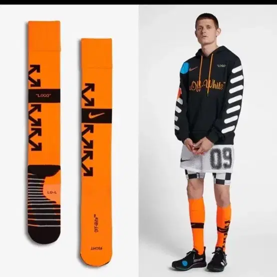 나이키 x 오프화이트 nrg 풋볼 삭스 토탈 오렌지