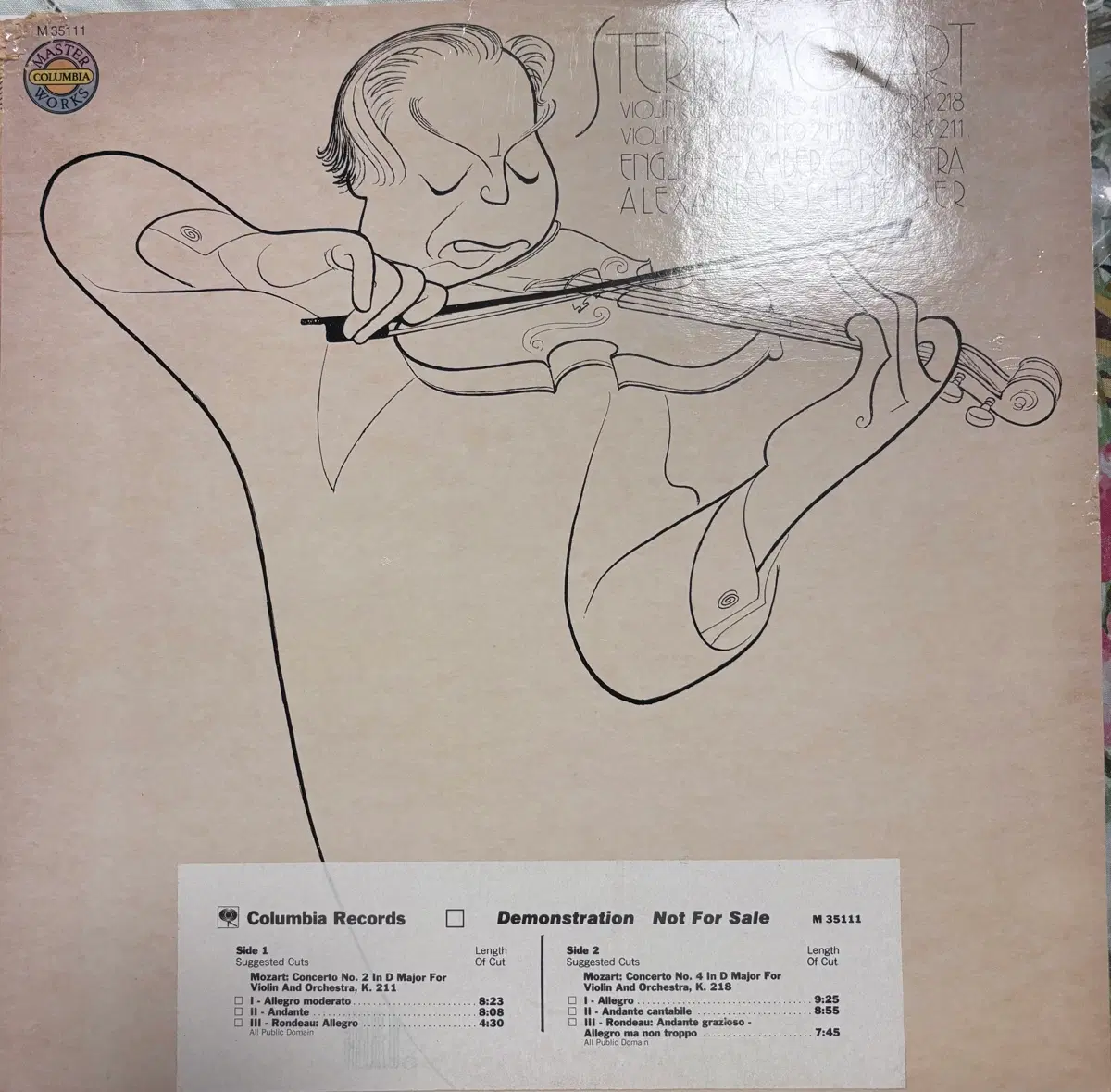 콜럼비아 레코드 모차르트 바이올린 협주곡 K.211/K.218 LP