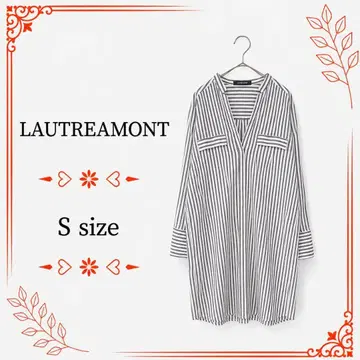 [새상품급] LAUTREAMONT 셔츠 원피스 롱 스트라이프 긴팔 S