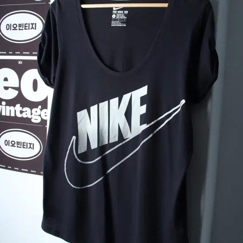 W(L-XL) 나이키 반팔 티셔츠 부분이염 빅로고 와이드넥-H37794