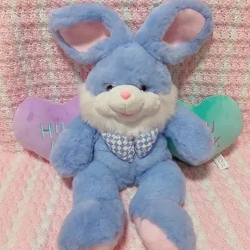 빈티지 토끼 봉제 인형 블루