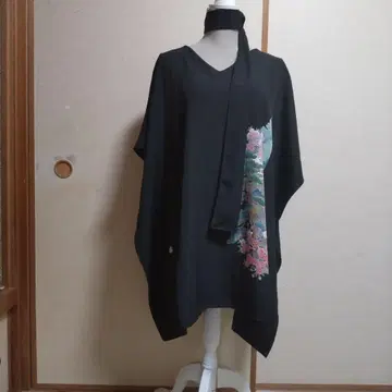 순수 실크 혼카가 유젠 아사노 토미오 기모노 리메이크 튜닉 세미 오더