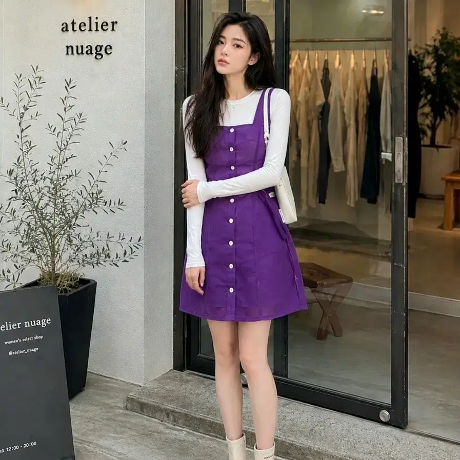 새상품 / 보라 시스루 원피스