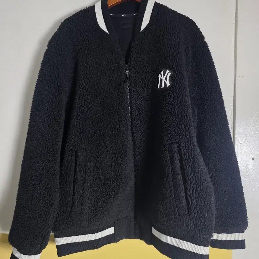 S..90.MLB 뉴욕 양키스 보아 플리스 자켓 블랙.가슴59.길이67cm