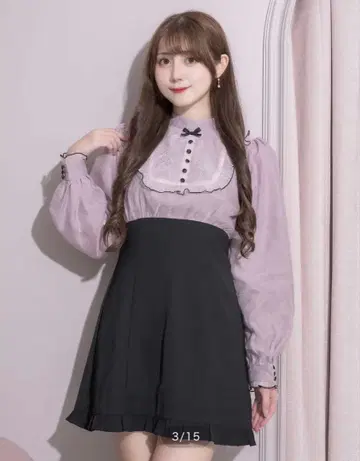 pium 스퀘어 프릴 도킹 원피스