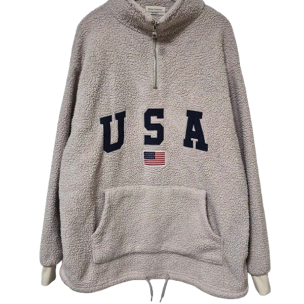 USA 보아 플리스 남자 하프집업 오버핏 아메카지 베이지